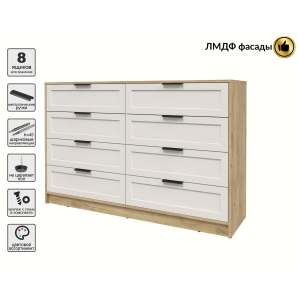 Kомод Тренд КТ-К157 (Дуб золотой ЛДСП/ Кашемир ЛМДФ) Ш1565 В1020 Г451